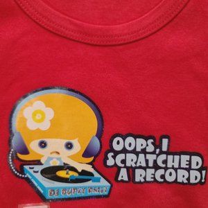 Vintage Oopsy Daisy Tshirt, Oopsy I Scratched A Record, Womens, Black, Medium